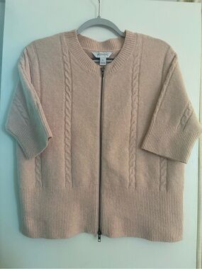Modern Supply by Sanctuary Blush Short-Sleeve Cable Zip Sweater